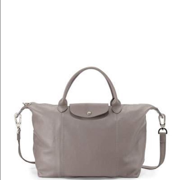 NWOT Longchamp Le Pilage Grey Lambskin Cuir xl Bag NWOT Longchamp Le Pilage Grey Lambskin Cuir xl Bag